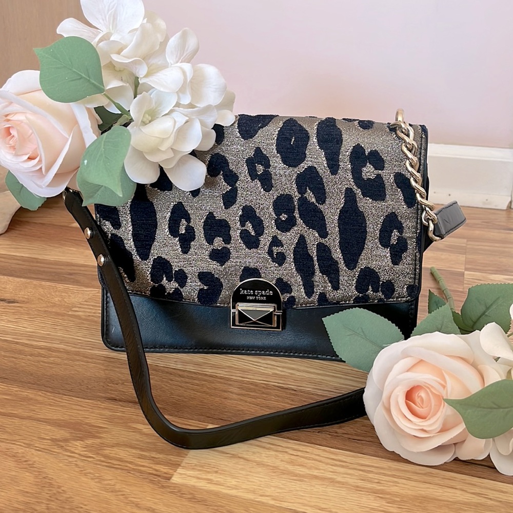 Kate Spade Black & Gold Leopard Crossbody Bag